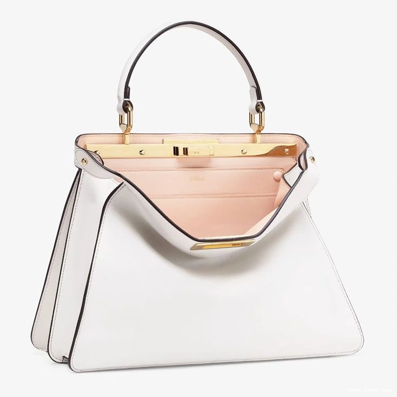 Cheap Nappa Peekaboo Bag Laether In White Fendi ISeeU Medium 0730